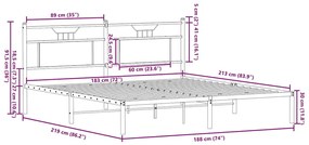 Estrutura de cama sem colchão 183x213 cm carvalho fumado