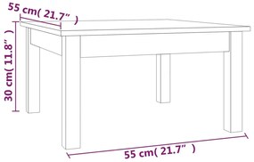 Mesa de centro 55x55x30 cm pinho maciço