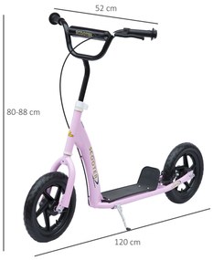 Trotinete para Crianças acima de 5 anos Scooter de 2 Rodas Grandes de 12 Polegadas com Freio e Guidão Ajustável em Altura Carga Máx. 100kg 120x52x80-8