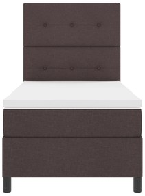 Cama Box Spring com Colchão Castanho Escuro Solteiro Tecido