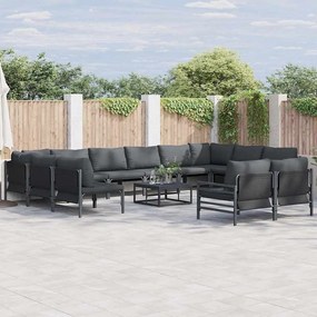 vidaXL Conjunto de Sofá de Jardim 13 pcs Cinzento-escuro Aço