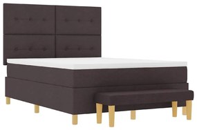 Cama Box com Colchão e Banco vidaXL Marrom Escuro 140x190 cm Tecido