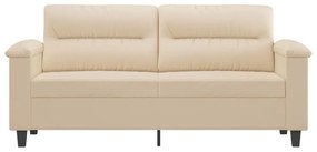 Sofá de 2 lugares 140 cm tecido de microfibra cor creme