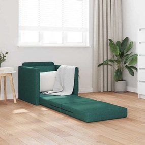 Sofá Cama 2-em-1 Verde Escuro 74x77x81 cm Tecido