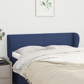 Cabeceira de cama c/ abas tecido 147x23x78/88 cm azul