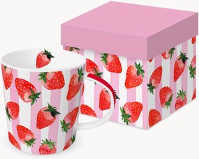 Caneca em porcelana new bone china Strawberry & Stripes