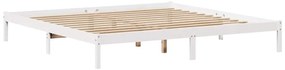 Cama sem colchão 200x200 cm madeira de pinho maciça branco