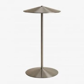 Lâmpada De Mesa Led Sem Fios Em Ferro Emilein Cinzento Escovado - Sklum