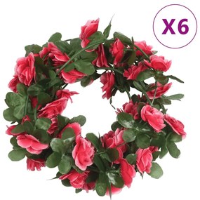 Grinaldas de flores de Natal 6 pcs 250 cm vermelho