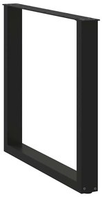 Pés para mesa de jantar em formato de U, 3 peças, preto, 80x(72-73) cm