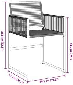 Conjunto de Jantar de Jardim de 9 Peças Vime PE Preto