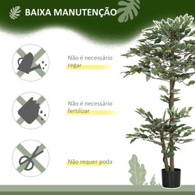 Planta Artificial Ficus 150 cm Planta Artificial com 1008 Folhas Musgo e Vaso para Exterior Casa Sala de Estar Escritório Verde