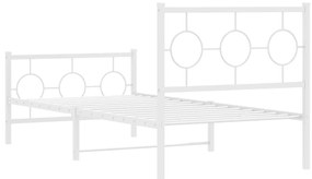 Estrutura de cama com cabeceira e pés 90x190 cm metal branco