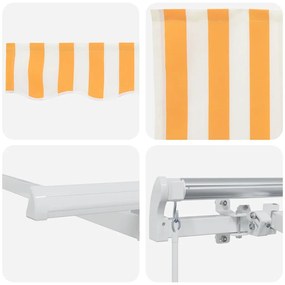 Toldo Retrátil Manual Amarelo e Branco 400x200 cm