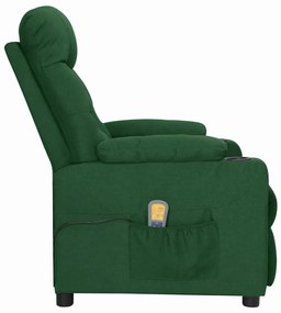 Poltrona elevatória de massagens tecido verde-escuro