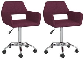 vidaXL Cadeiras de jantar giratórias 2 pcs tecido roxo