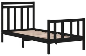 Estrutura cama de solteiro 90x190 cm madeira maciça preto
