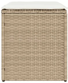 Bancos de jardim com almofadas 2 unid 40x40x43 cm vime PE bege