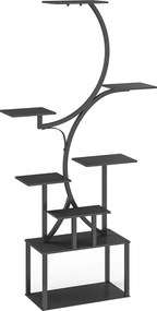 Outsunny Suporte para Plantas de 8 Níveis com Design em S para Interior e Exterior, em Metal, 74x26x158.5 cm, Preto  | Aosom Portugal