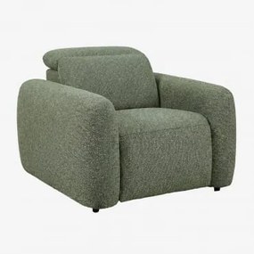 Poltrona Reclinável Elétrica Estofada Peggy Bouclé Verde Sálvia - Sklum