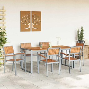 Mesa de Jantar de Jardim 7 Peças em Madeira Sólida de Acácia e Metal