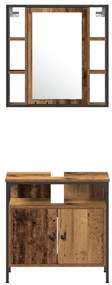 Conjunto de Móveis para Casa de Banho 3 Peças Madeira Velha
