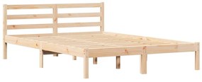 Cama com Cabeceira vidaXL 140x210 cm Madeira de Pinho