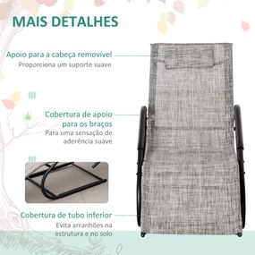 Espreguiçadeira de Jardim Ergonómica com Apoio para a Cabeça e Apoio p