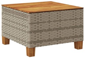 Mesa de jardim 55x55x36 cm vime PE e madeira de acácia cinzento