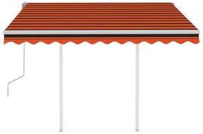 Toldo retrátil manual com postes 3x2,5 m laranja e castanho