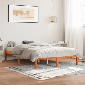 Cama sem colchão 140x190 cm pinho maciço castanho-mel