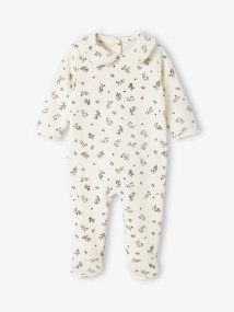 Pijama florido, em moletão, para bebé cru