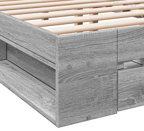 Estrutura de cama c/ gavetas derivados madeira cinza sonoma