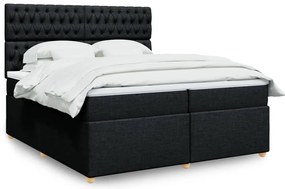 vidaXL Cama com molas/colchão 200x200 cm tecido preto
