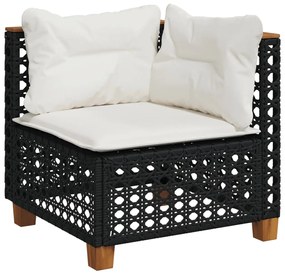 11 pcs conjunto sofás de jardim c/ almofadões vime PE preto
