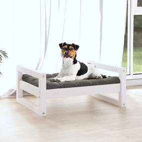 Cama para cães 55,5x45,5x28 cm madeira de pinho maciça branco