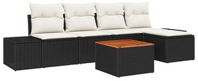 Conjunto de Sofá de Jardim 6 pcs Preto, branco