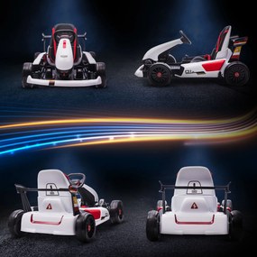 HOMCOM Kart Elétrico para Crianças de 4-8 Anos Go Kart Racing de Bateria 12V com Velocidade 3-6 km/h Controlo Remoto Música Buzina Carga Máxima 50kg 116x74x57,5cm Branco