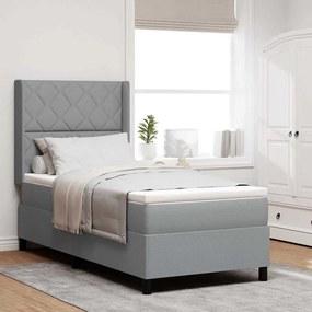 Cama Box com Colchão vidaXL Cinza Claro 90x200 cm Tecido