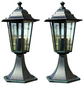 Candeeiros de jardim 2 pcs alumínio verde-escuro e preto