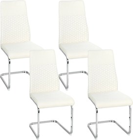 HOMCOM Conjunto de 4 Cadeiras de Sala de Jantar com Assento Acolchoado e Pés de Metal Cadeiras Cantilever Modernas 45x61x98 cm Creme | Aosom Portugal