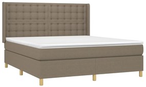 Cama box spring colchão/LED 160x200 cm tecido cinza-acastanhado