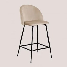 Banqueta Alta De Veludo Kana Design Preto & Castanho Trigo & ↑65 Cm - Sklum