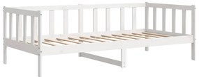 Sofá-cama 90x200 cm madeira de pinho maciça branco