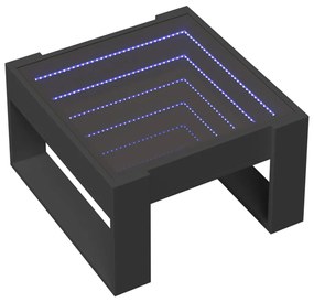 Mesa de centro luzes LED Infinity 50x53x30 cm preto