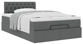 Cama otomana com colchão 120x200 cm tecido cinzento escuro