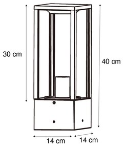 Candeeiro de pé para exterior preto fumê 40 cm IP44 - Charlois Moderno