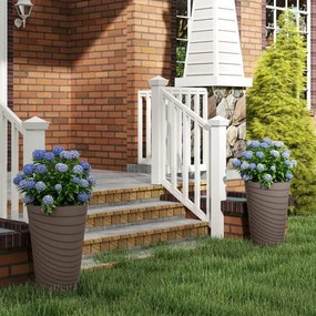 Conjunto de 2 vasos decorativos de 45 cm com cubo interior em plástico, orifícios de drenagem e 2 alças práticas com textura em espiral para jardim Ca