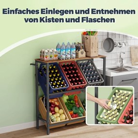 Estante para caixas de bebidas 40 x 105,4 x 117,3 cm, 2 níveis, para 6 caixas Castanho-preto