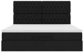 Estrutura de cama otomana com colchão 180x200 cm tecido preto